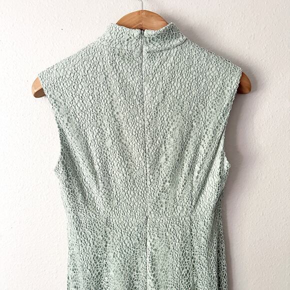 Calvin Klein Mock Neck Sleeveless Lace A-Line‎ Dress women's size 8 sage green - Picture 6 of 12